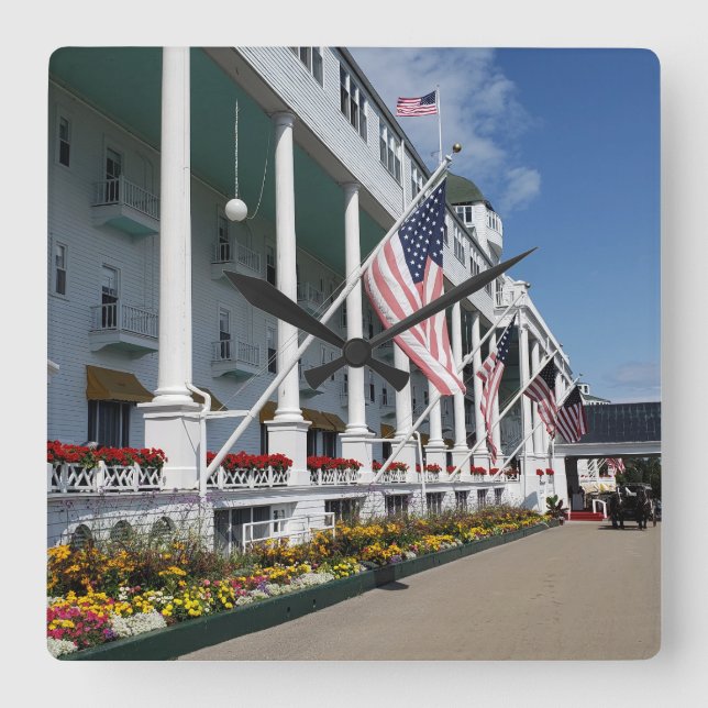 The Grand Hotel on Mackinac Island, Michigan Square Wall Clock (Front)