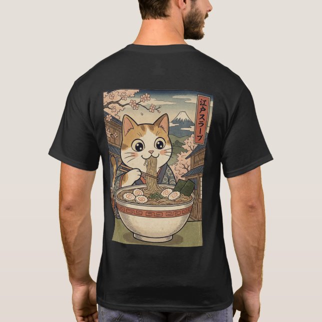 "The Grand Meow-ster" Calico Cat Ramen  T-Shirt (Back)