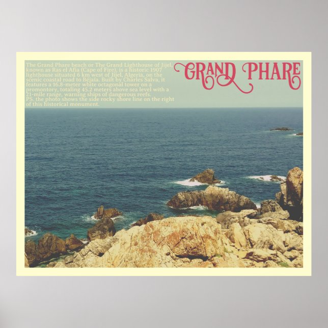 The Grand Phare beach shore line Jijel, Algeria Poster (Front)