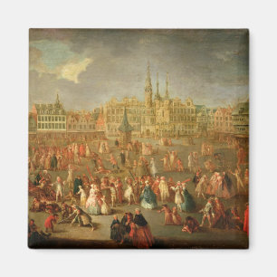 The Grand Place during Mardi Gras, Cambrai, 1765 Magnet