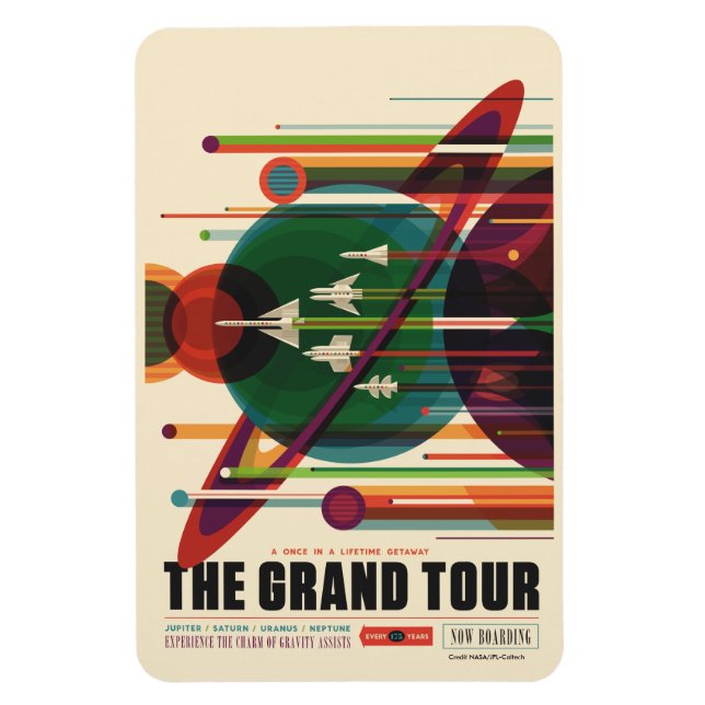 The Grand Tour - Retro NASA Travel Poster Magnet (Vertical)