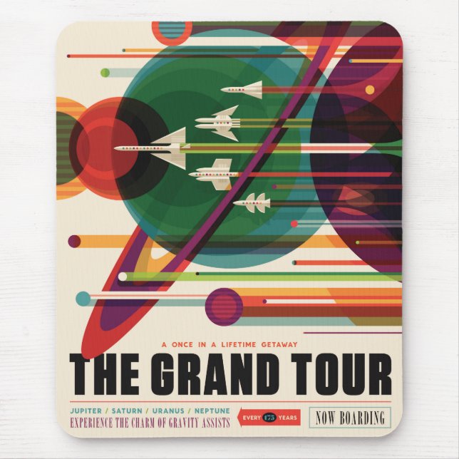 The Grand Tour - Retro NASA Travel Poster Mousepad (Front)