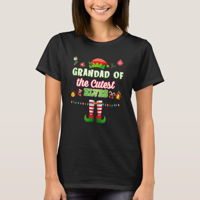 The Grandad Of The Cutest Elves Christmas Matching T-Shirt (Front)