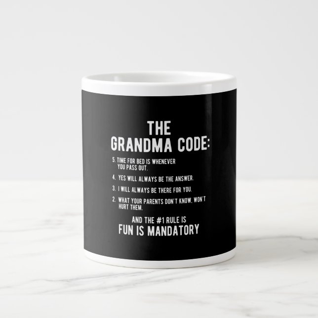 The Grandma Code | Fun Is Mandatory Large Coffee Mug (Front)