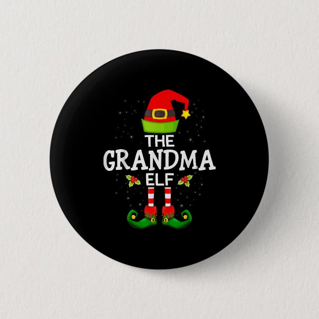 The Grandma Elf Christmas Family Matching Pajama  6 Cm Round Badge (Front)
