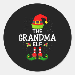 The Grandma Elf Christmas Family Matching Pajama  Classic Round Sticker