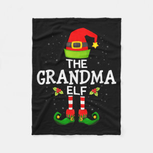 The Grandma Elf Christmas Family Matching Pajama Fleece Blanket
