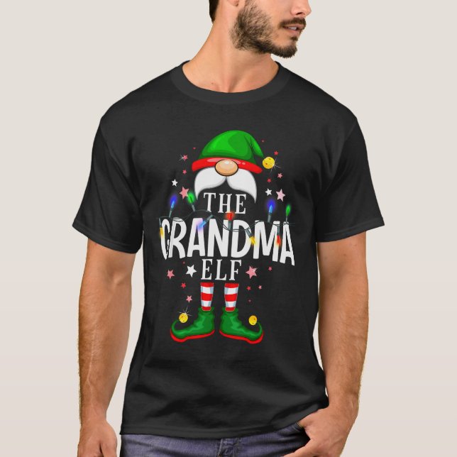 The Grandma Elf Christmas Family Pajama Party  T-Shirt (Front)