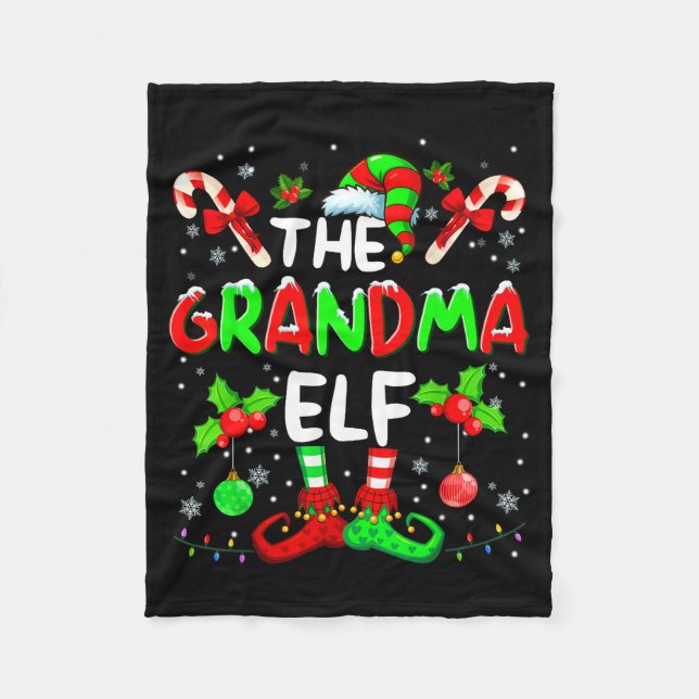 The Grandma Elf Costume Pajamas Pjs Christmas Xmas Fleece Blanket (Front)