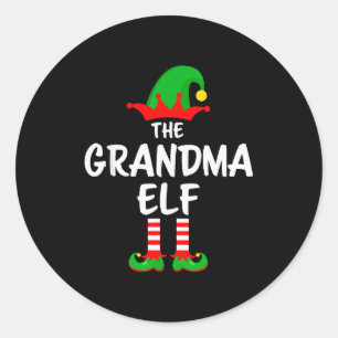 The Grandma Elf Matching Family Christmas  Classic Round Sticker