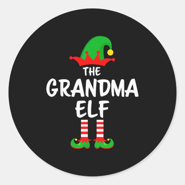 The Grandma Elf Matching Family Christmas  Classic Round Sticker (Front)