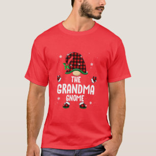 The Grandma Gnome Red Plaid Christmas Matching Fam T-Shirt