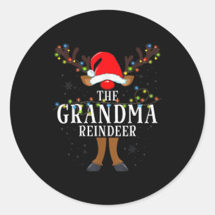 The Grandma Reindeer Christmas Holiday Pajama  Classic Round Sticker