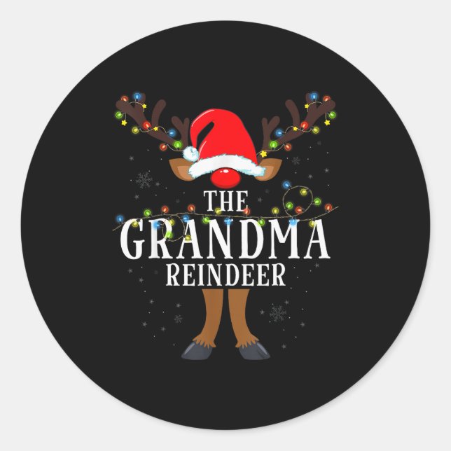 The Grandma Reindeer Christmas Holiday Pajama  Classic Round Sticker (Front)