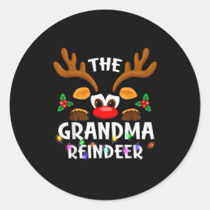 The Grandma Reindeer Christmas Men Women  Classic Round Sticker