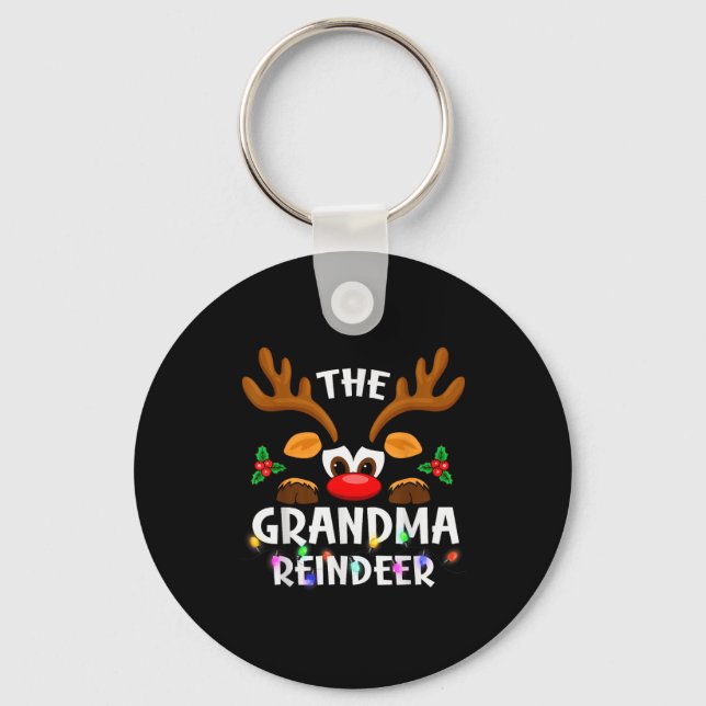 The Grandma Reindeer Christmas Men Women  Key Ring (Front)