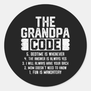 The Grandpa Code Cool Grandfather Joke Fathers Day Classic Round Sticker