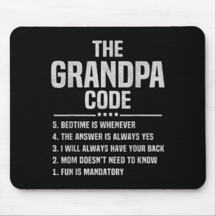 The Grandpa Code Cool Grandfather Joke Fathers Day Mouse Mat