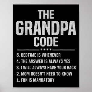 The Grandpa Code Cool Grandfather Joke Fathers Day Poster