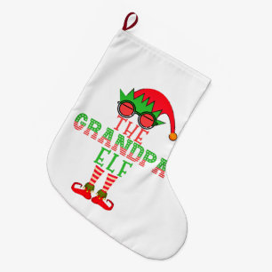 The Grandpa Elf Family Matching Christmas Pajama Large Christmas Stocking