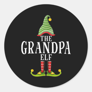 The Grandpa Elf Funny Matching Pajama Xmas Classic Round Sticker