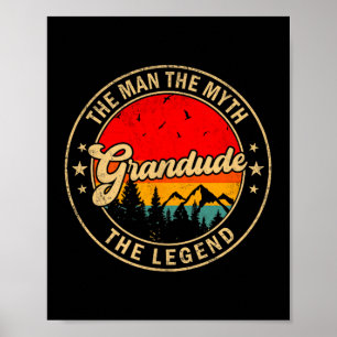 The Grandude Myth Legend Vintage Retro Poster