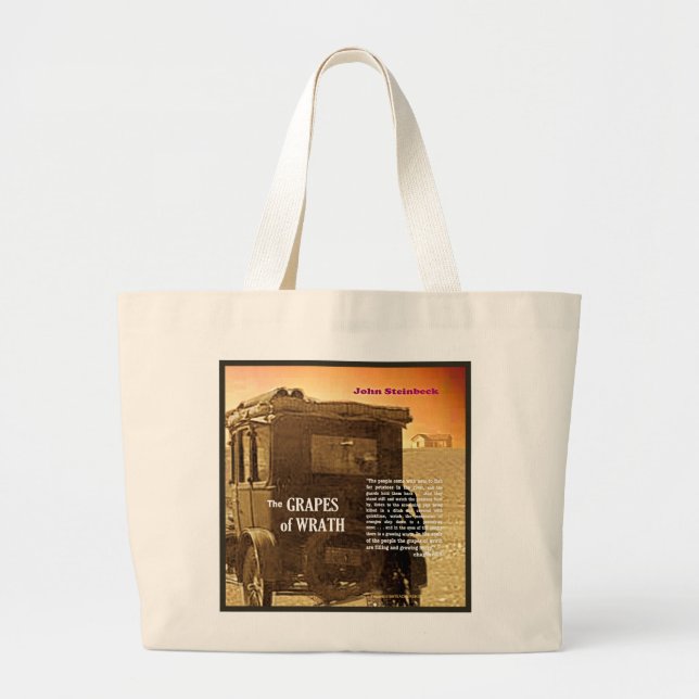 The Grapes of Wrath text Large Tote Bag (Front)