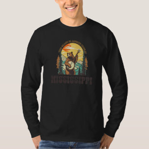 The Grass Is Blue In Mississippi Vintage Bear Banj T-Shirt