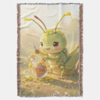 The Grasshopper and the Nectar Masterpiece Throw Blanket