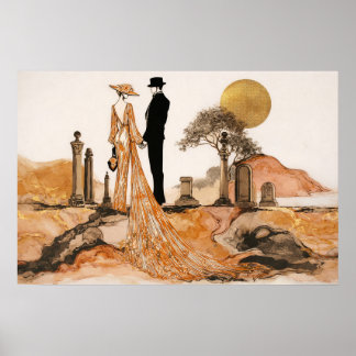 The Graveyard of Secrets - Elegant Noir Surrealist Poster