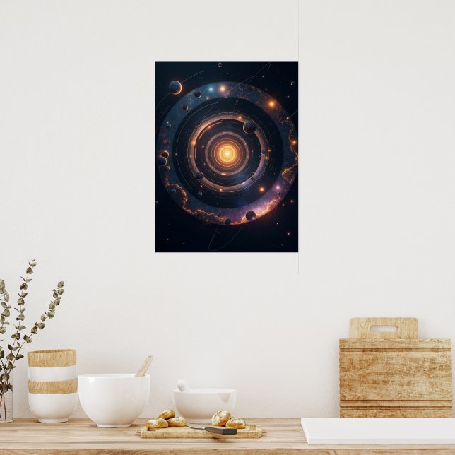 The Gravity of Shapes – Cosmic Geometric Abstract  Poster (Kitchen)