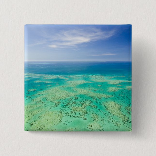 The Great Barrier Reef, aerial view of Green 2 15 Cm Square Badge (Front)