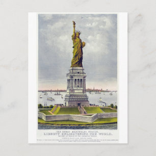 The Great Bartholdi Statue of Liberty Currie Ives Postcard