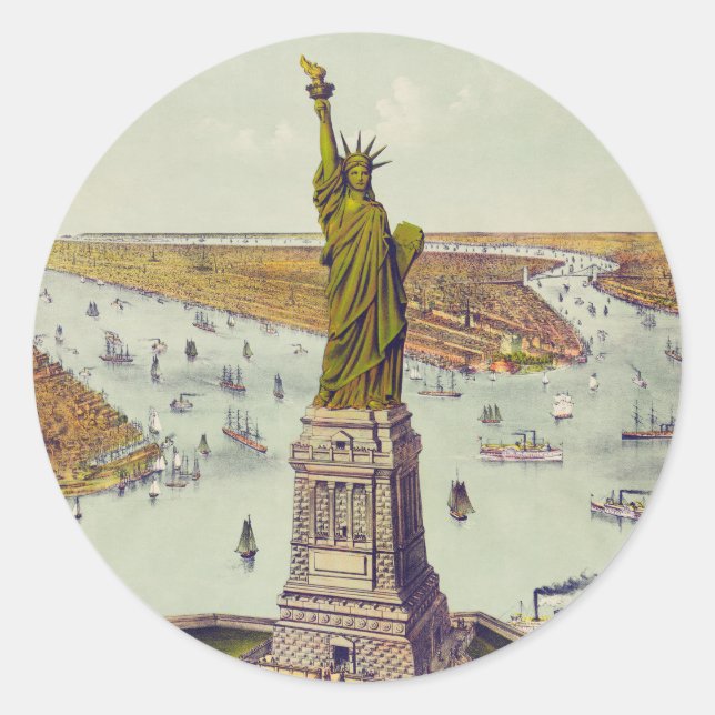 The Great Bartholdi Statue, Statue of Liberty Classic Round Sticker (Front)