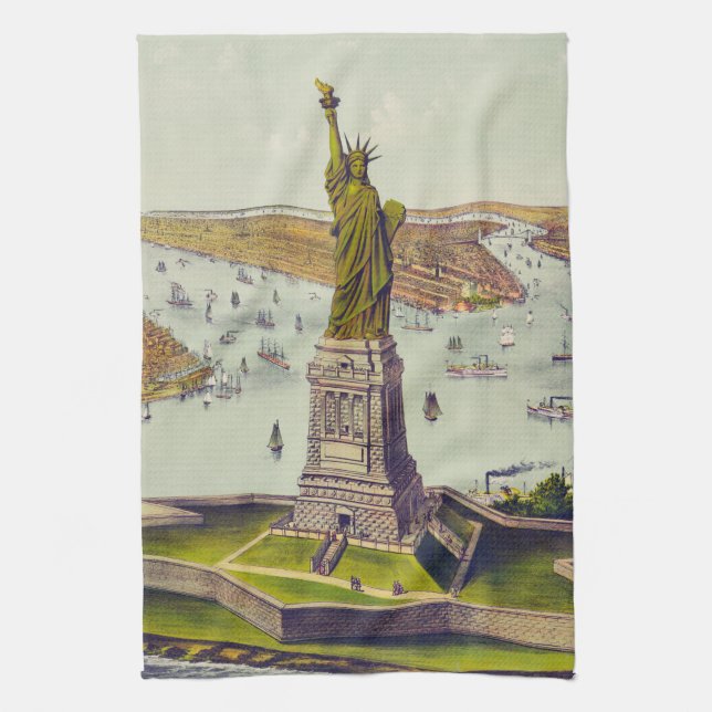 The Great Bartholdi Statue, Statue of Liberty Tea Towel (Vertical)