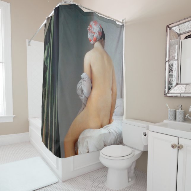 The Great Bather (Seated Woman), Dominique Ingres Shower Curtain (In Situ)