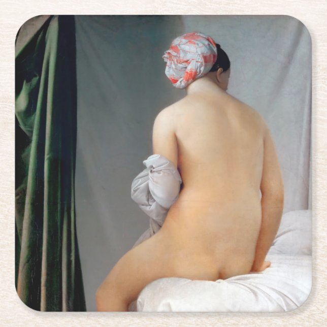 The Great Bather (Seated Woman), Dominique Ingres Square Paper Coaster (Front)