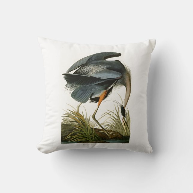 The Great Blue Heron John Audubon Birds of America Cushion (Front)