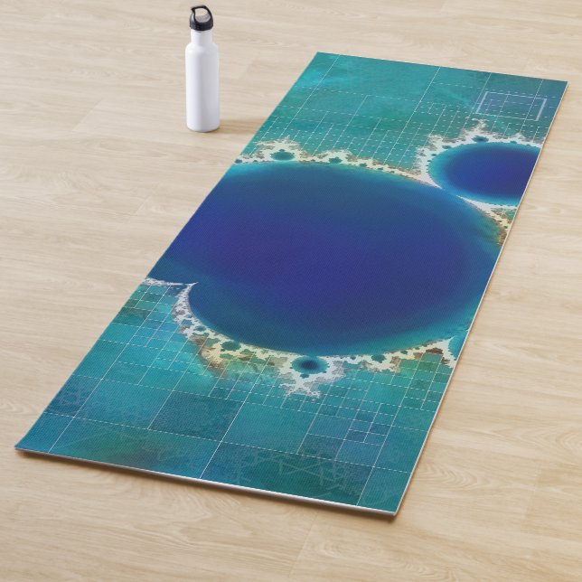 The Great Blue Mandelbrot Set Fractal Treasure Map Yoga Mat (In Situ)