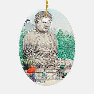 The Great Buddha at Kamakura FUJISHIMA TAKEJI Ceramic Tree Decoration