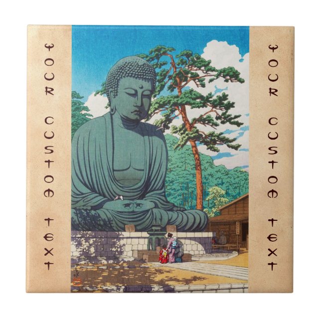 The Great Buddha at Kamakura Hasui Kawase hanga Tile (Front)
