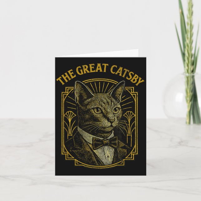 The Great Catsby Funny Retro Art Deco Cat Design  Card (Front)