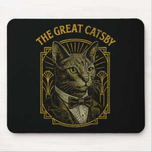 The Great Catsby Funny Retro Art Deco Cat Design Mouse Mat
