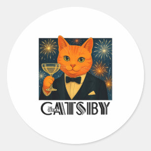 The Great Catsby – Funny Retro Cat Parody  Classic Round Sticker