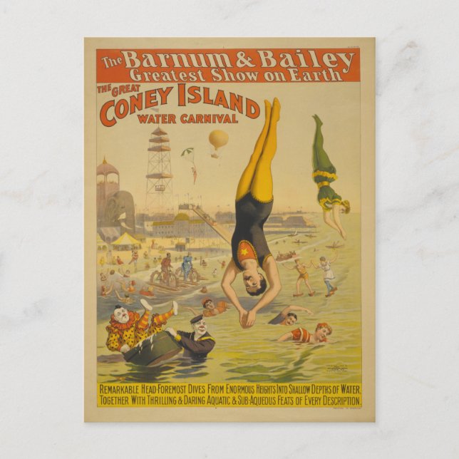 The Great Coney Island Water Carnival Poster Postcard (Front)