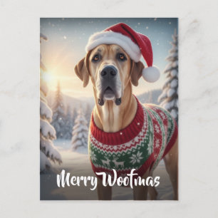 The Great Dane Dog Merry Woofmas  Holiday Postcard