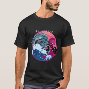 The Great Dragon Wave Off Kanagawa - Vaporwave Geo T-Shirt