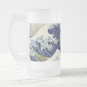 The Great Drone Wave Off Kanagawa Frosted Glass Beer Mug