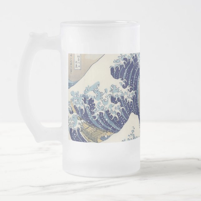 The Great Drone Wave Off Kanagawa Frosted Glass Beer Mug (Left)