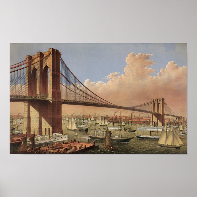 The Great East River Suspension Bridge - 1883 Poster (Front)